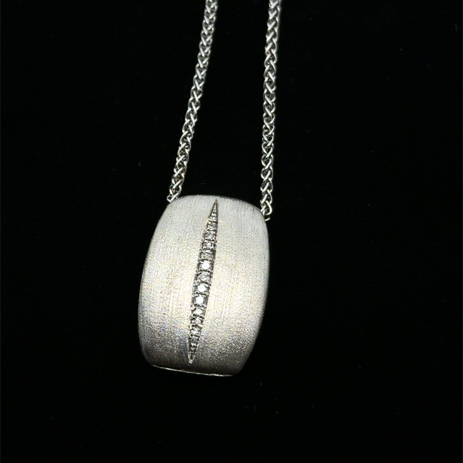 EFFY 17” 925 Sterling Silver Brushed Finish Diamond Pendant Necklace, 6.5”