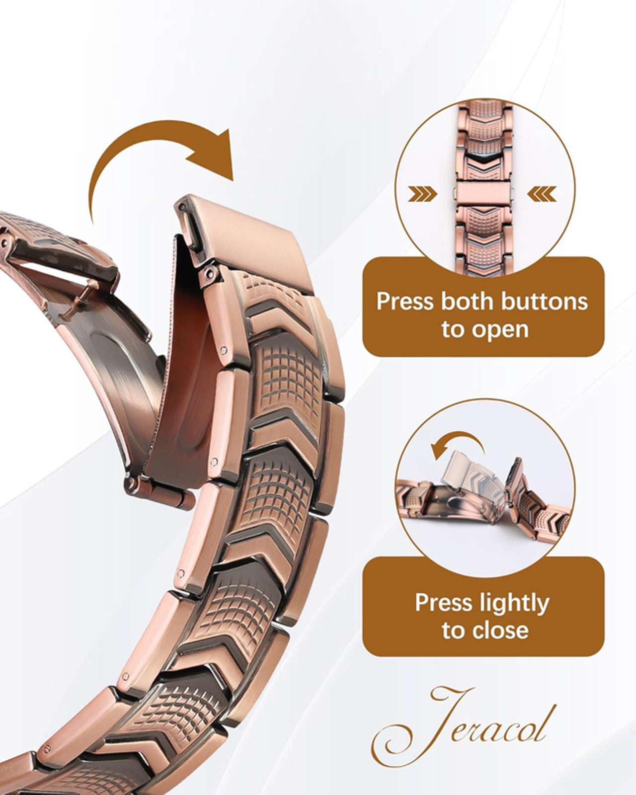 Jeracol 3X Strength Magnetic Copper Bracelet for Men – 99.9% Pure Copper
