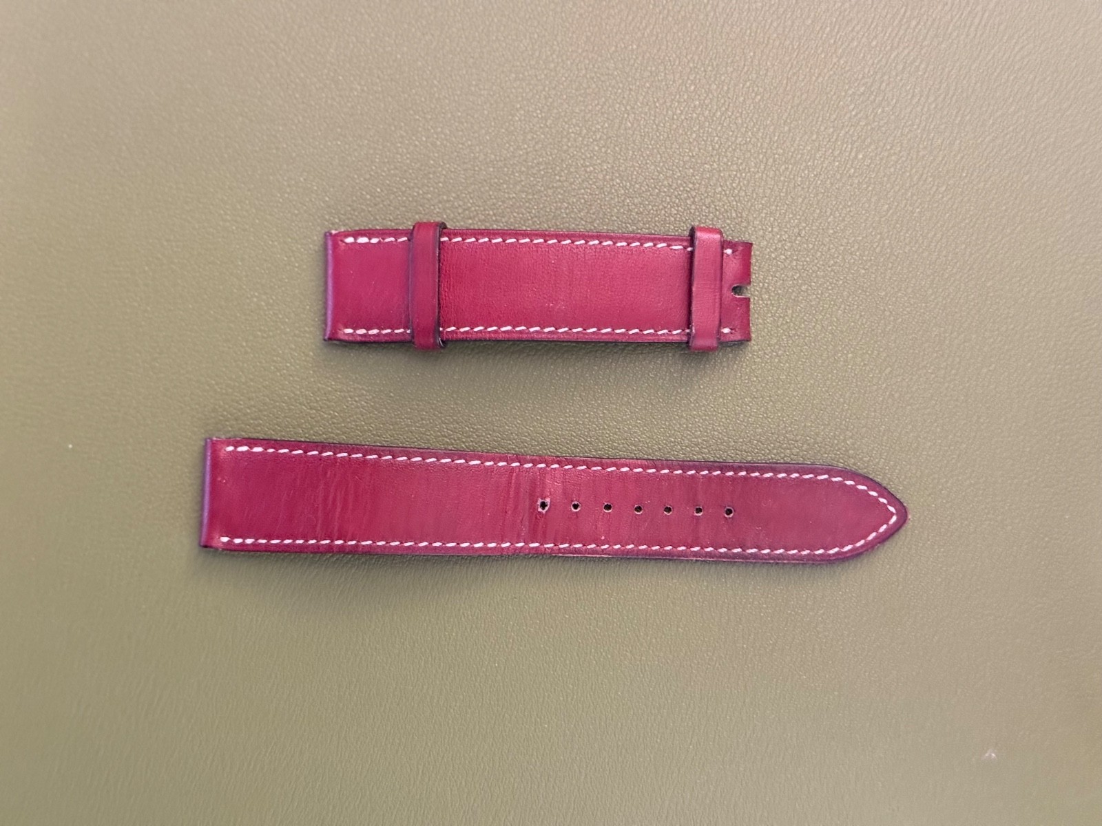 HERMES PARIS Burgundy Leather Arceau Watch Strap Gently used