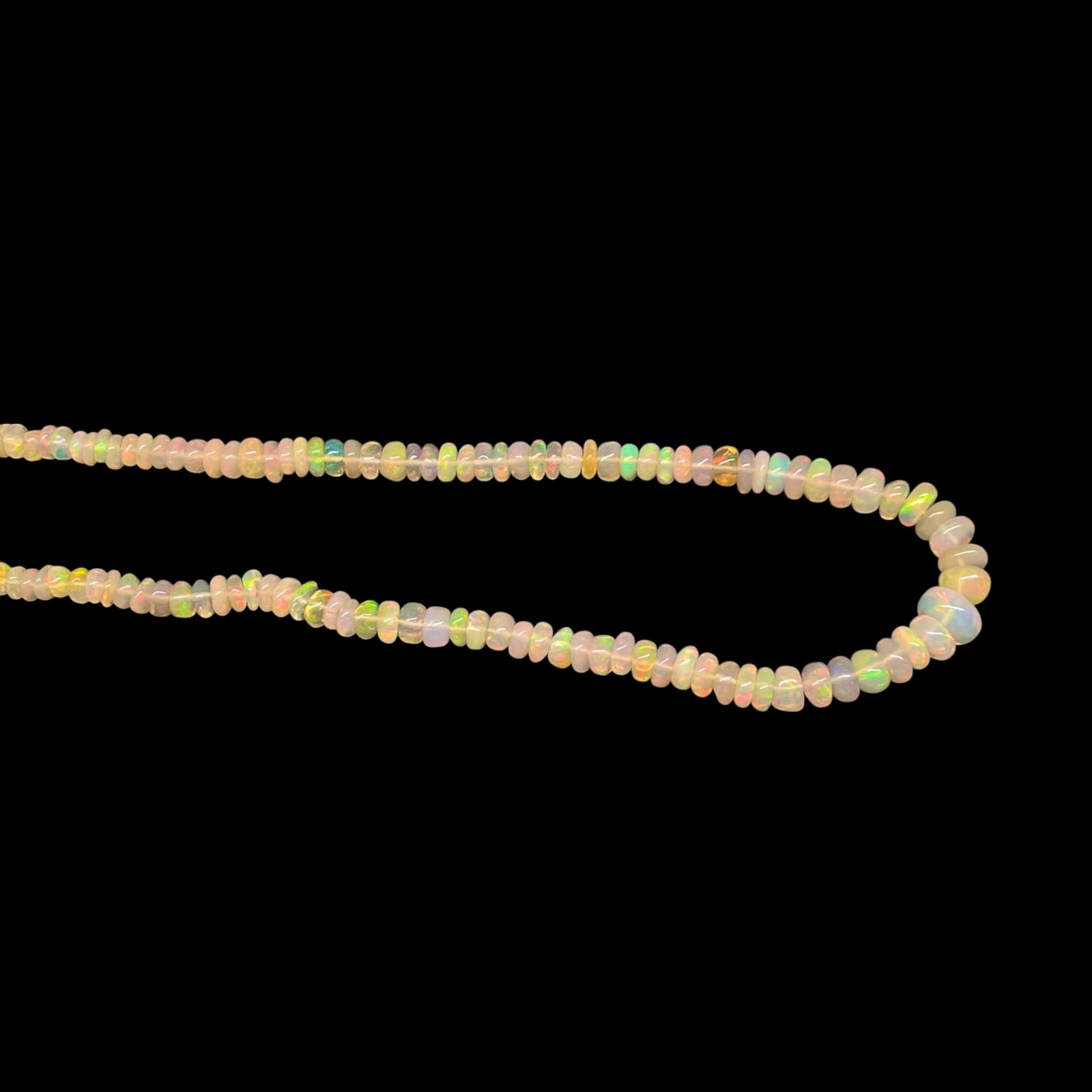 18 Inch Natural Ethiopian Opal Beads Necklace Flashy Cabochon Gems 925 Clasp