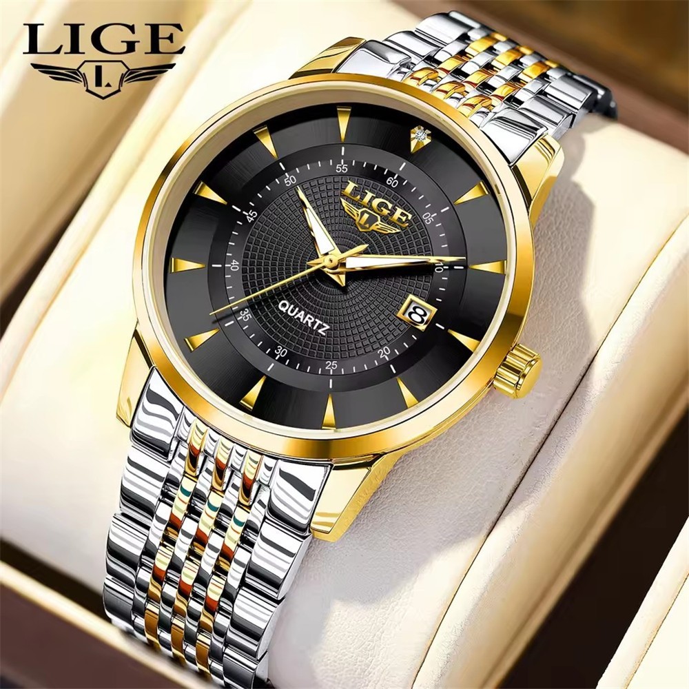 LIGE Men Watch Brand Steel Quartz Wristwatch Casual Business Male Date Watches