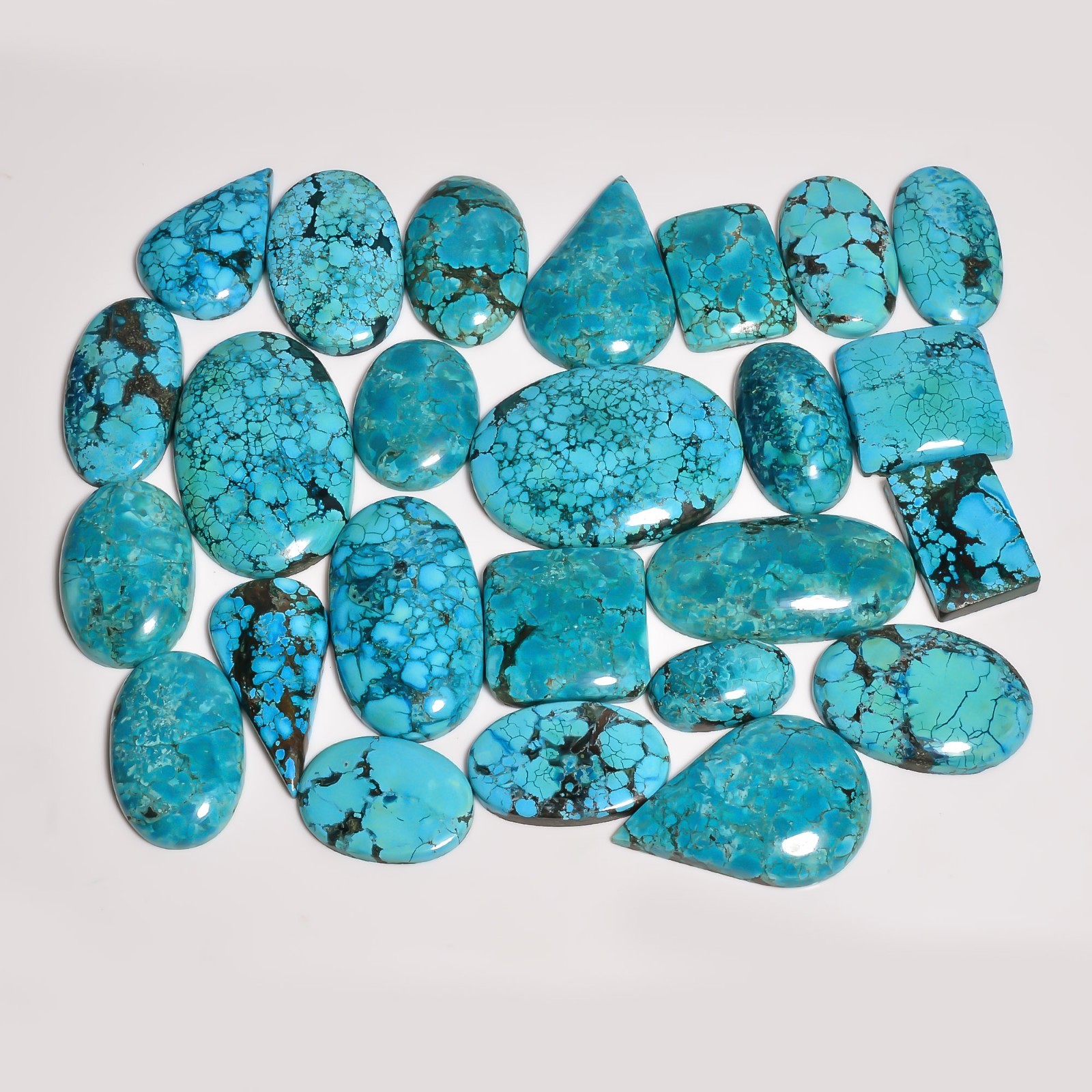 657 Cts. Natural DESIGNER TIBET TURQUOISE Pear Shape Cabochon Gemstone Lot~8Pcs~
