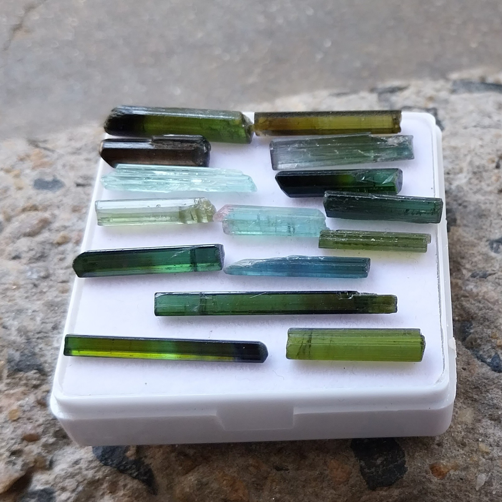 38 Carat 15 to 30 MM Natural Multi Tourmaline Raw Rough Pencil 15 Piece Lot