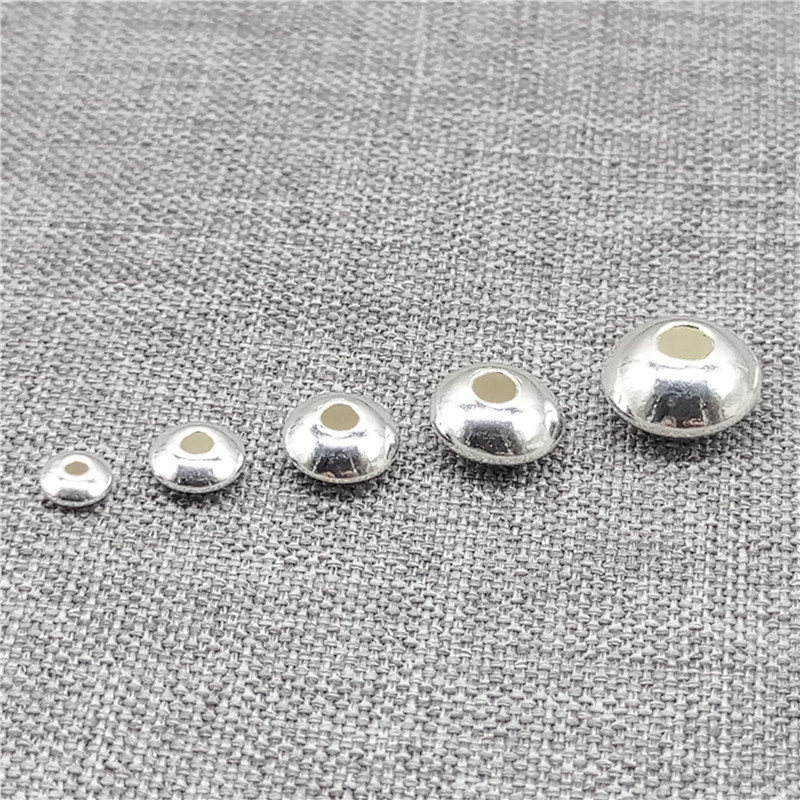 925 Sterling Silver Shiny UFO Saucer Beads Spacer 3mm 3.5mm 4mm 5mm 6mm 7mm 8mm
