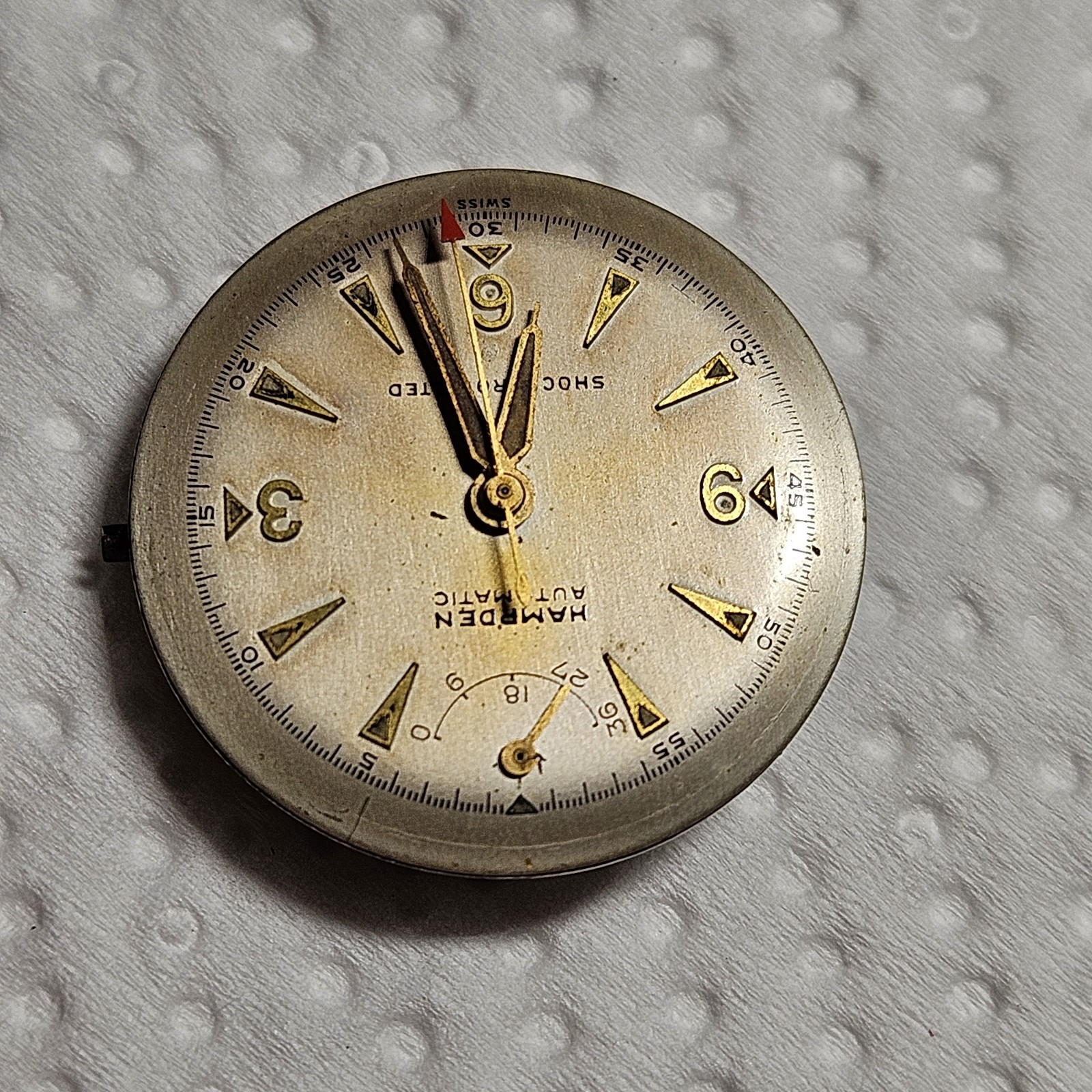 Vintage Hampden Automatic Power Reserve Indicator Mens Wrist Watch Rare AS-IS