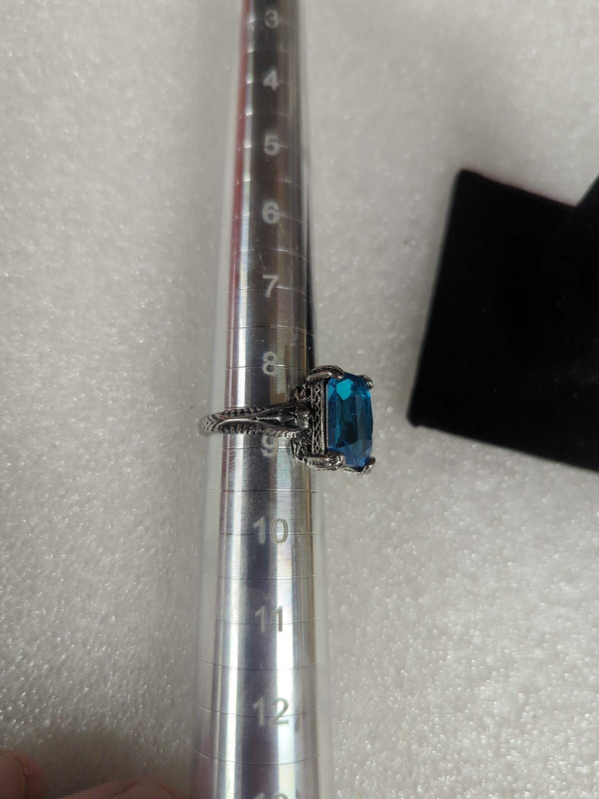 Size 8.75 Ring Silver Colored With Large Blue Unknown Stone