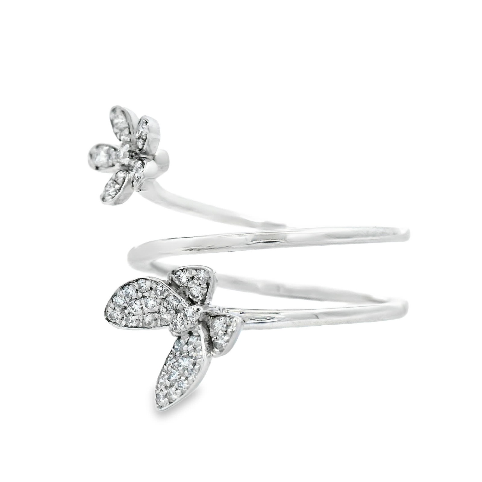 0.23ct Natural 41-Diamond Pavé Ring, 14k White Gold, Size 7