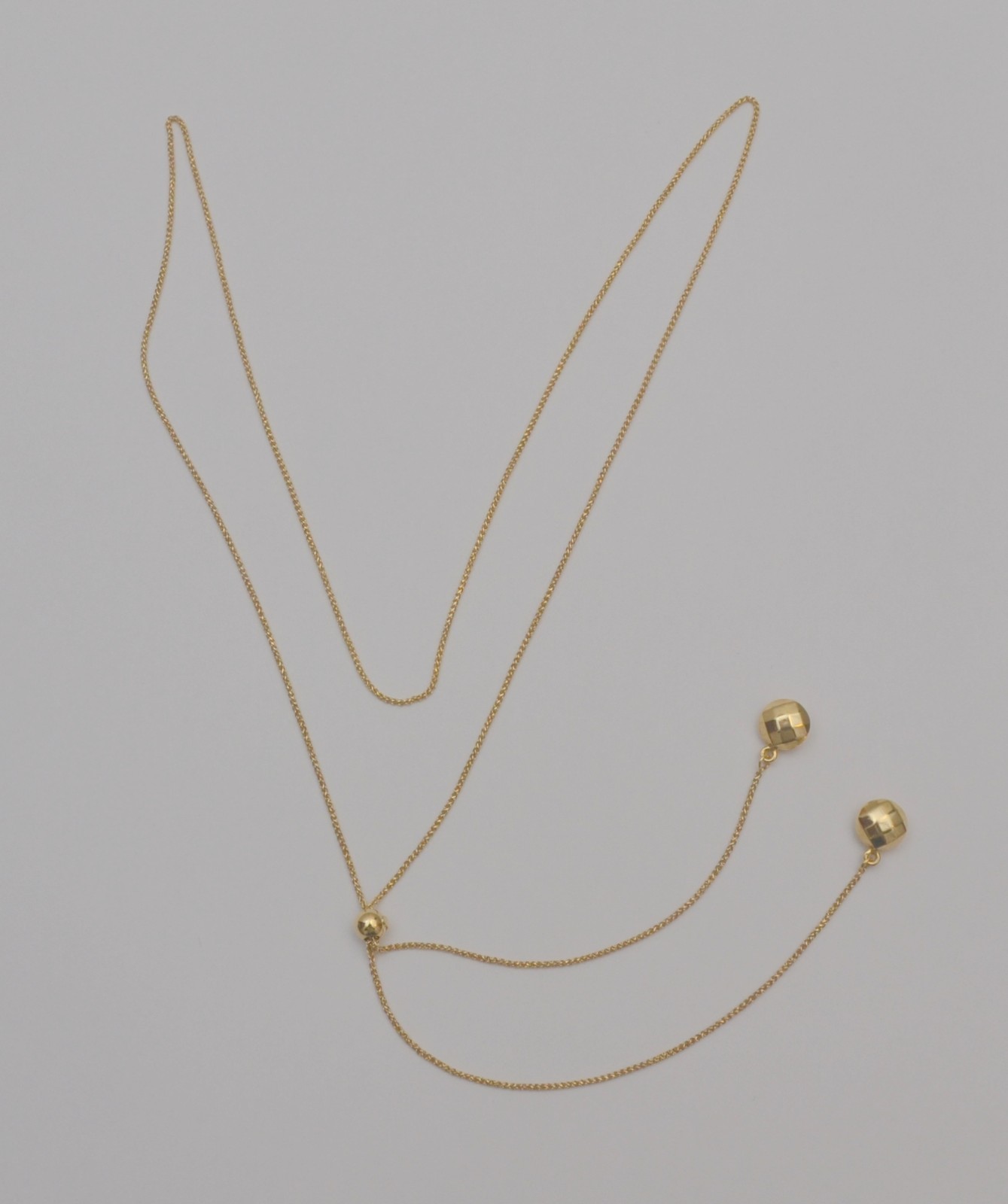14K Yellow Gold Adjustable Chain Necklace Slider Bead Up to 28 Inches C5