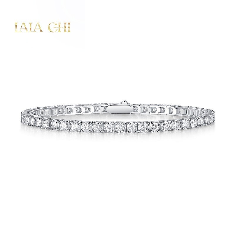 3mm 4mm 5mm 6.5mm Round Moissanite Tennis Chain Link Bracelet Hip Hop Jewelry