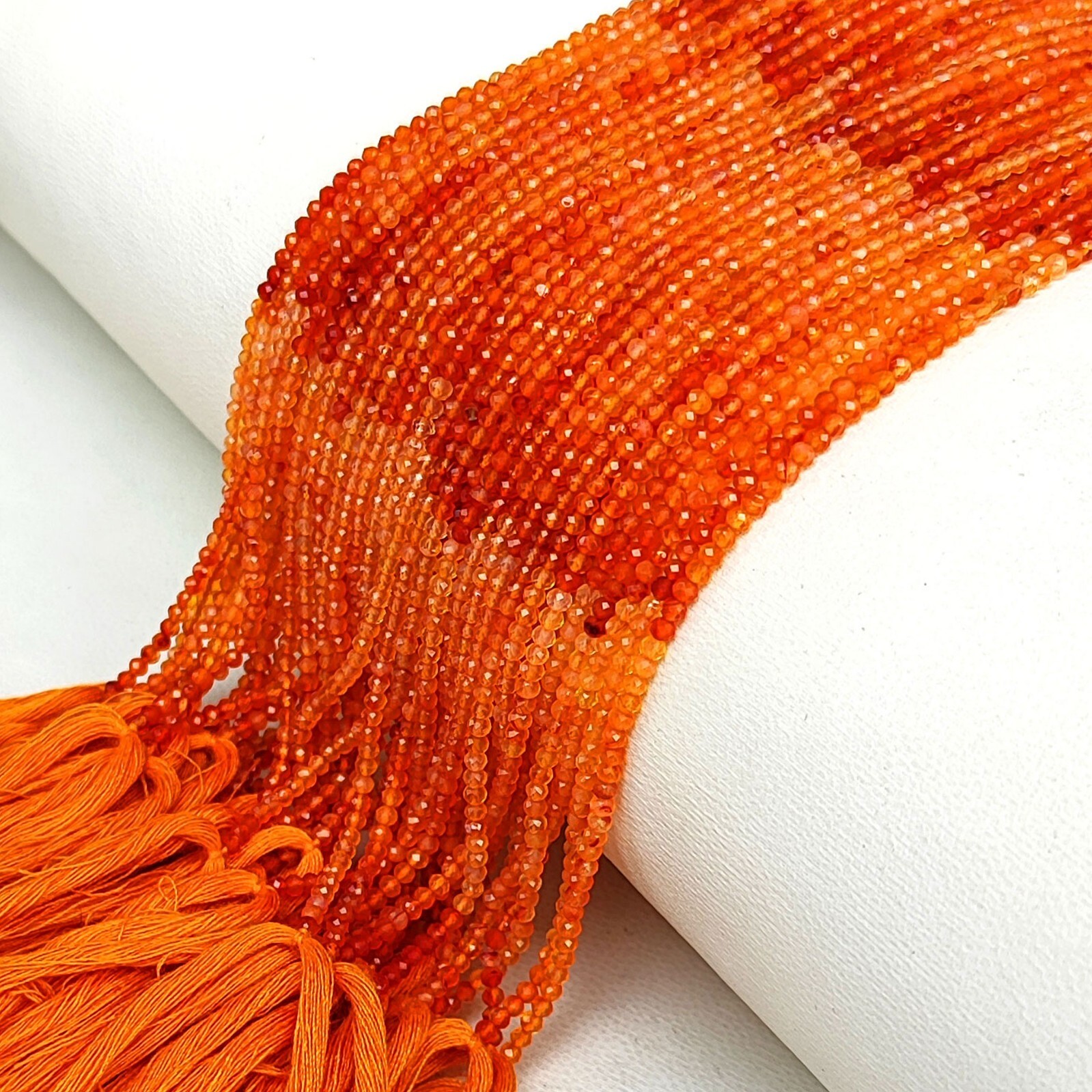 Natural Orange Carnelian Gems 2.5 mm Size Faceted Round Spacer Beads 14″ Strand