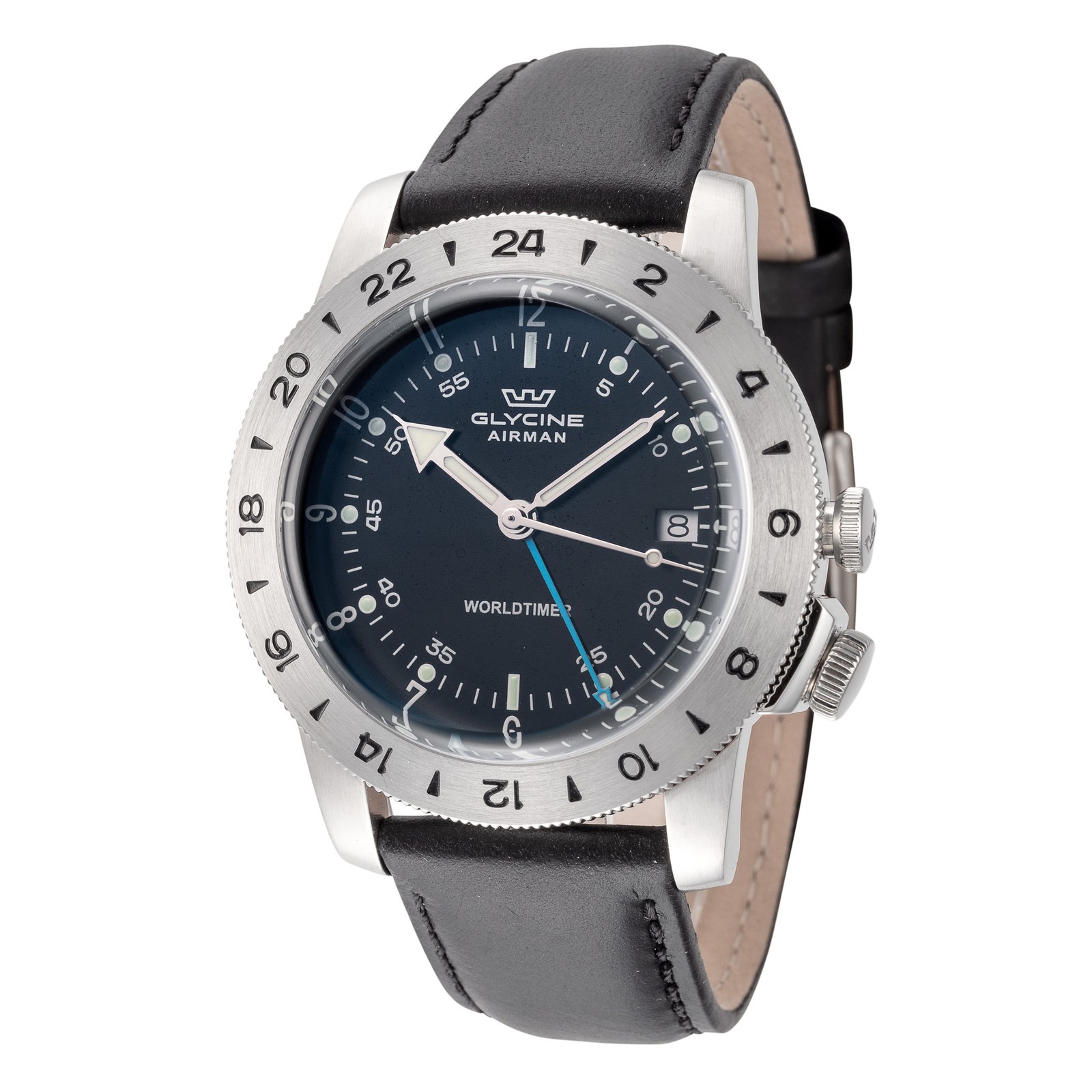 Glycine Men’s Airman Worldtimer GMT Quartz 40mm GMT Watch GL1048