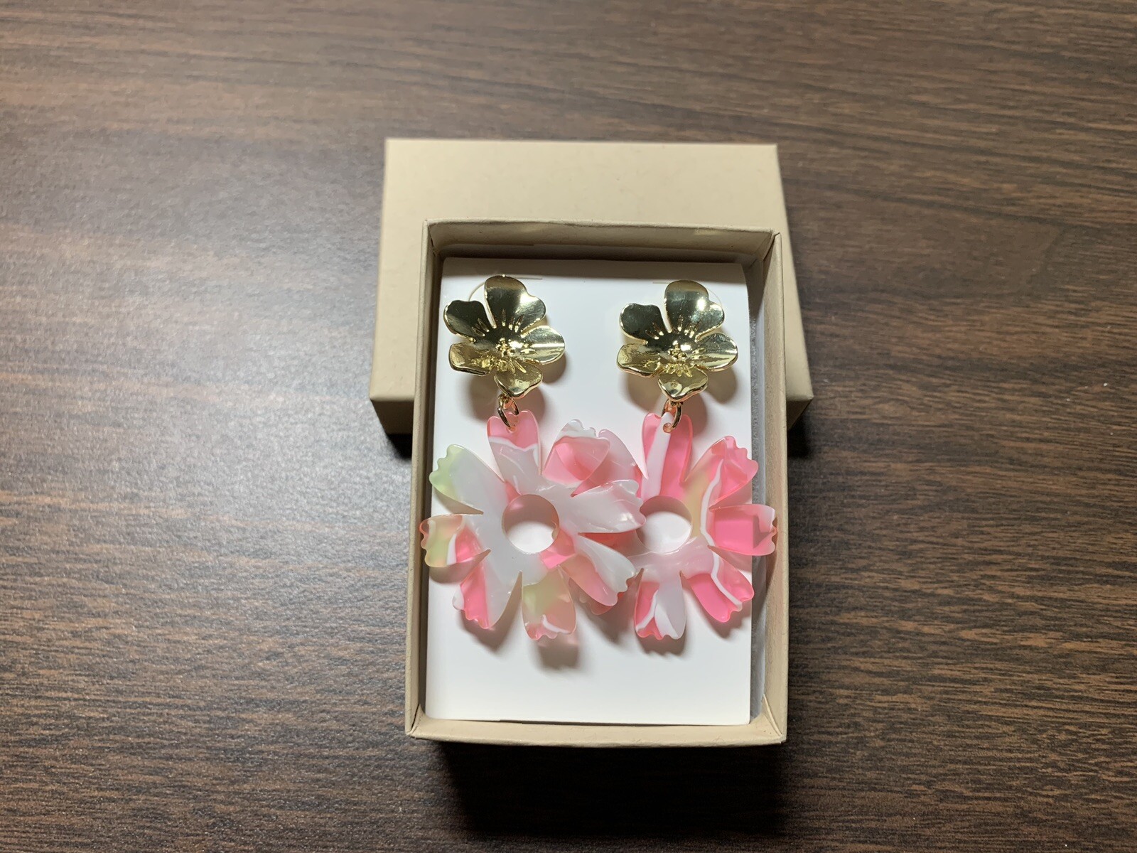 Handmade Multi Choose Floral Leaf Shell Resin Earrings With Gold Plated Post