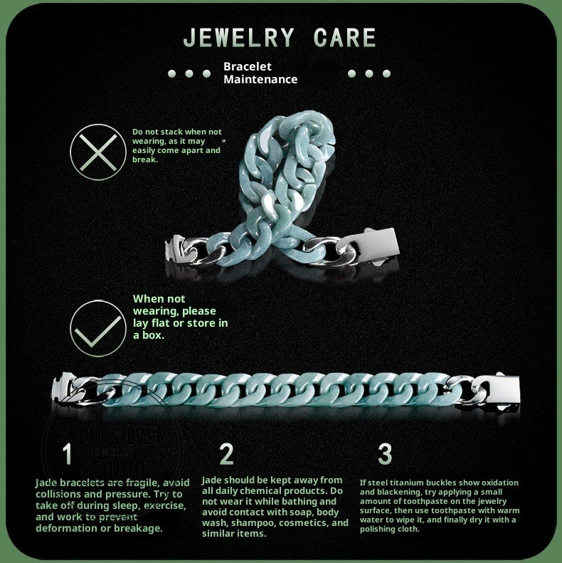 Natural Grade A Jadeite Cuban Link Chain Bracelet&Necklace Hip Hop Jade Jewelry