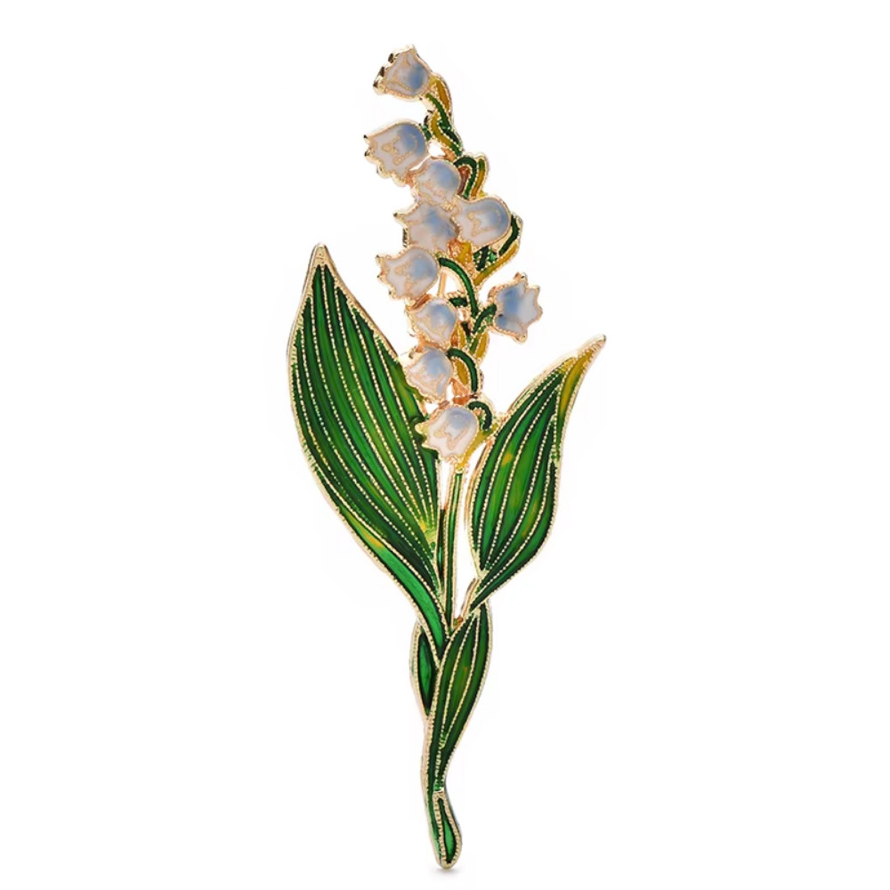Elegant Enamel Blue Lily Flower Brooch Gold Pin Spring Summer Jewelry Gift Women