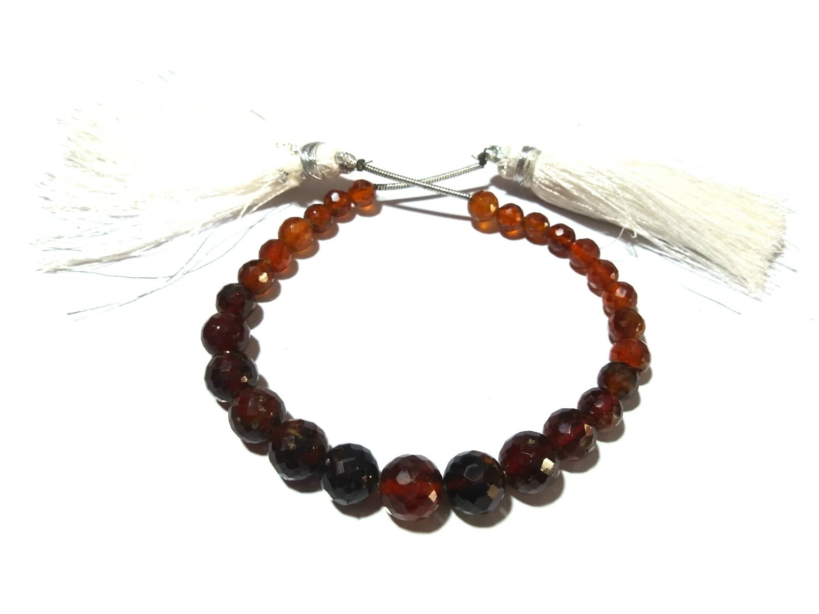 Natural Hessonite Round Ball 4.5-8mm Micro Faceted Gemstone Beads 6″Inch 65Cts