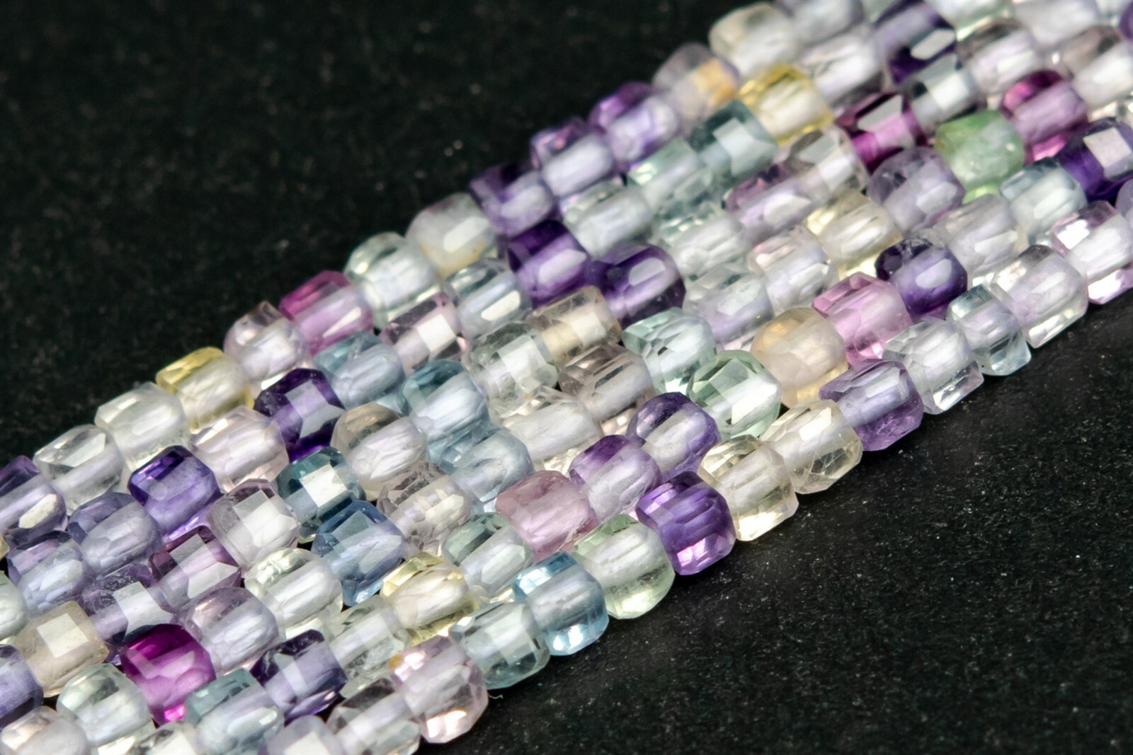 2x2MM Multicolor Fluorite Faceted Cube Grade AAA Genuine Natural Loose Beads 15″