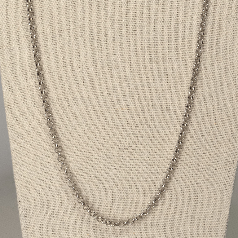 Vintage 835 Silver Rolo Link Chain – 75 cm Necklace – Timeless Elegance