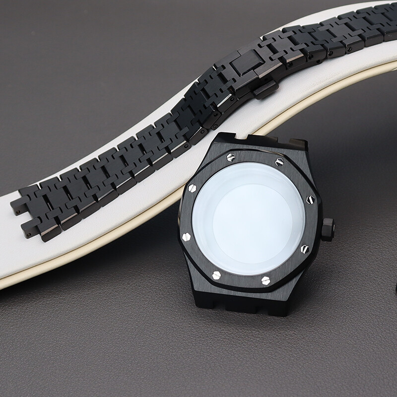 41mm Black watch Cases Watch band For Seiko nh35 nh36 Nh38 Movement 31.8mm Dial