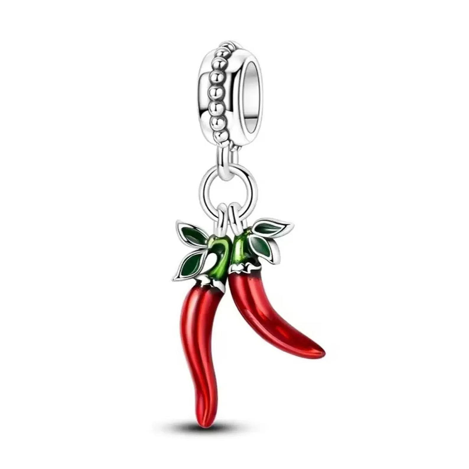 MariaFonte Charm Double Red Chili Lucky Charm 925 Silver Compatible