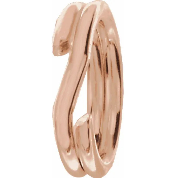 5mm OD 14k Solid ROSE Gold Round Split Jump Ring Clasp Keychain Charm Clasp Link