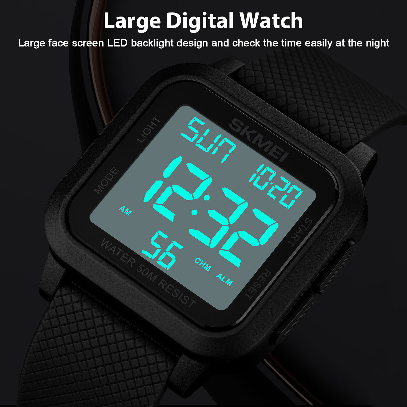 Waterproof Digital Sports Watch Military Tactical LED Backlight Wristwatch Men