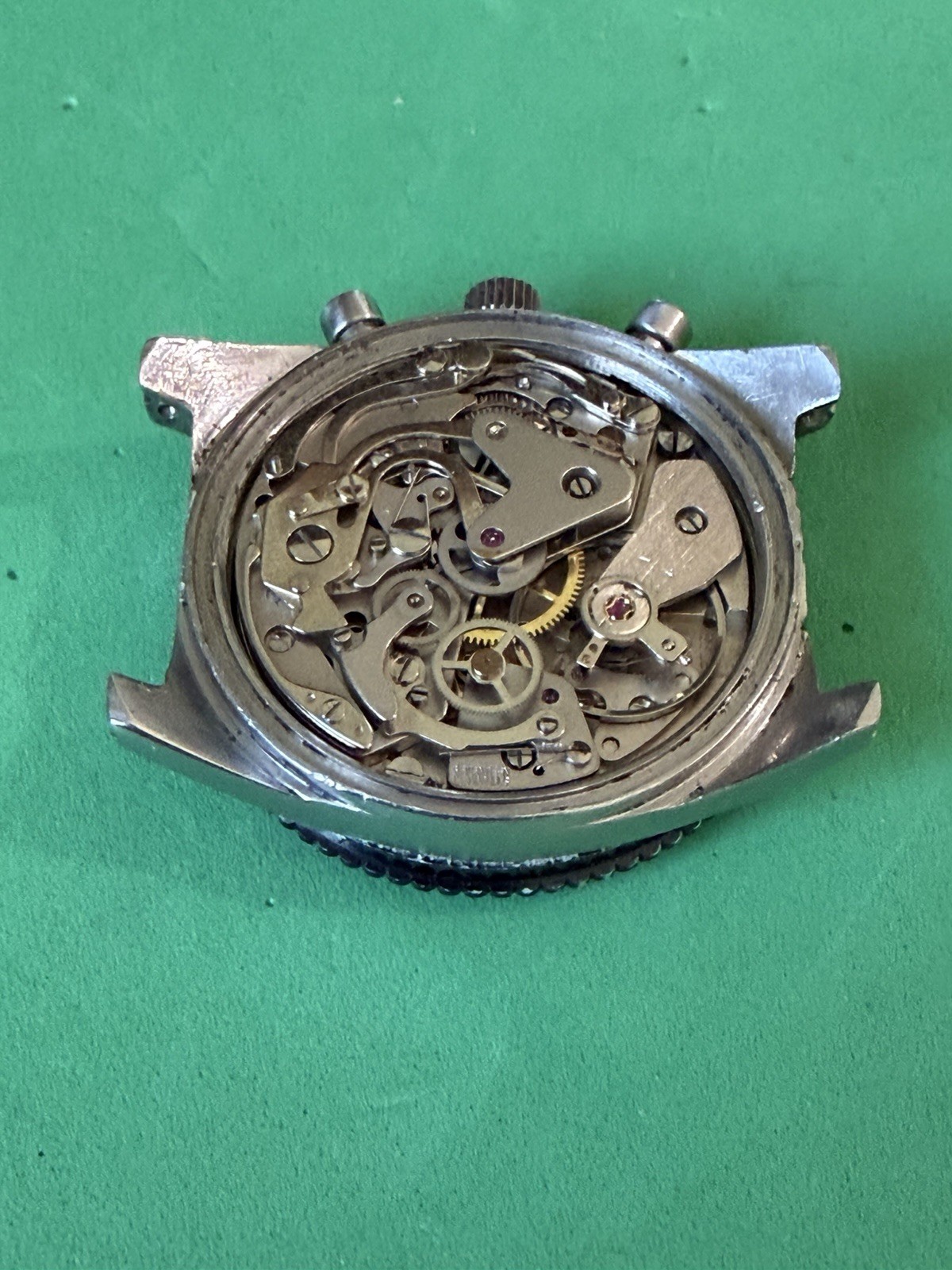 Vintage CANDINO PANDA Dial Chronograph World Time Bezel Valjoux 7733