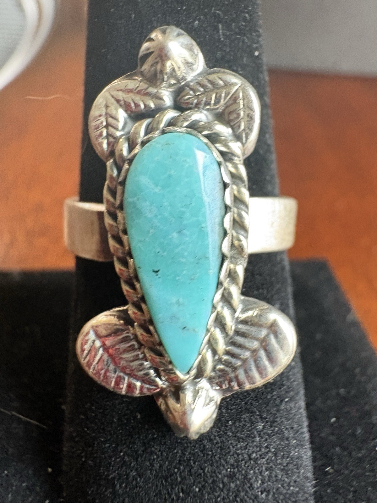 Stunning White Water Turquoise Ring Size 7-9 Adjustable- 925 Sterling Silver
