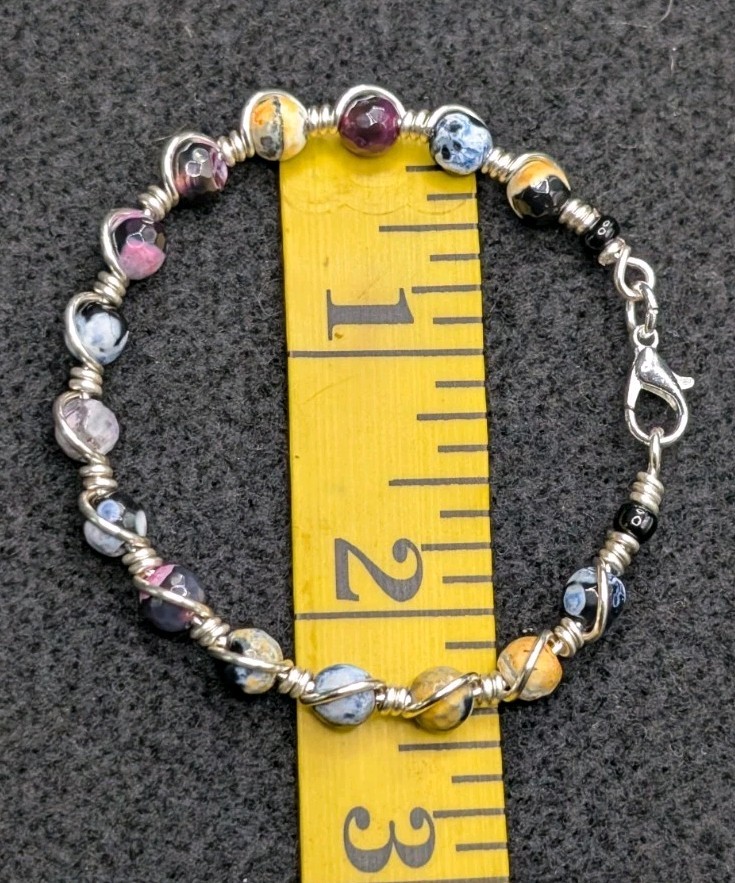 1pc Clear / Silver Glass Beaded Dangle Charm