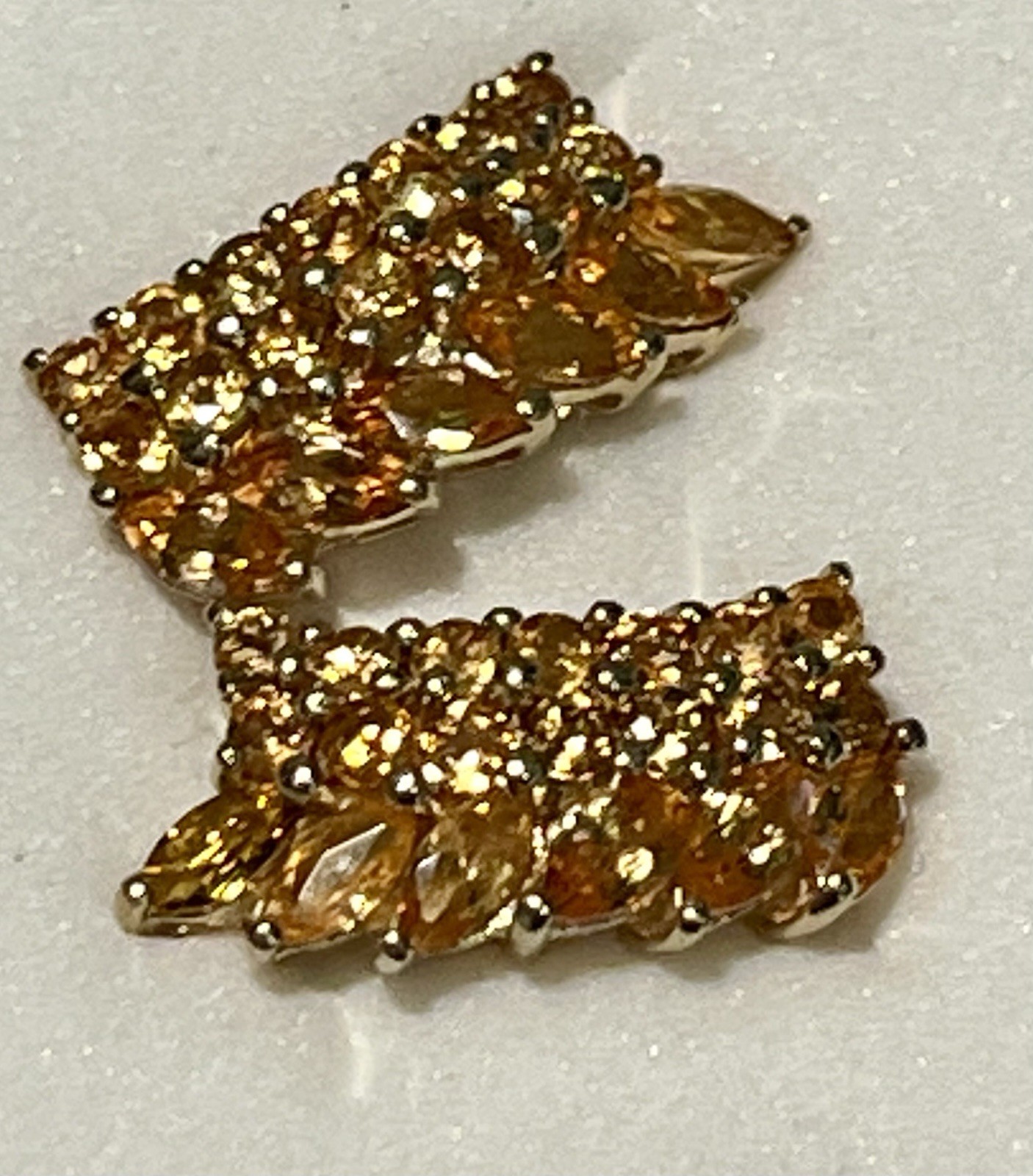 10K Gold Earrings With 40 Total Citrines, Post, 2.22gr, 11/16”L Vintage Estate