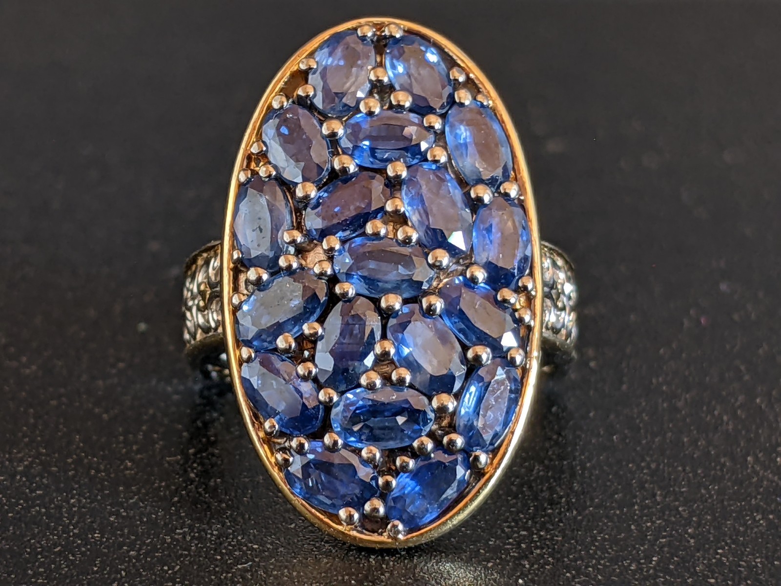 Michael Valitutti Sterling 925 Gold Gems En Vogue Royal Blue Sapphire Ring Size6