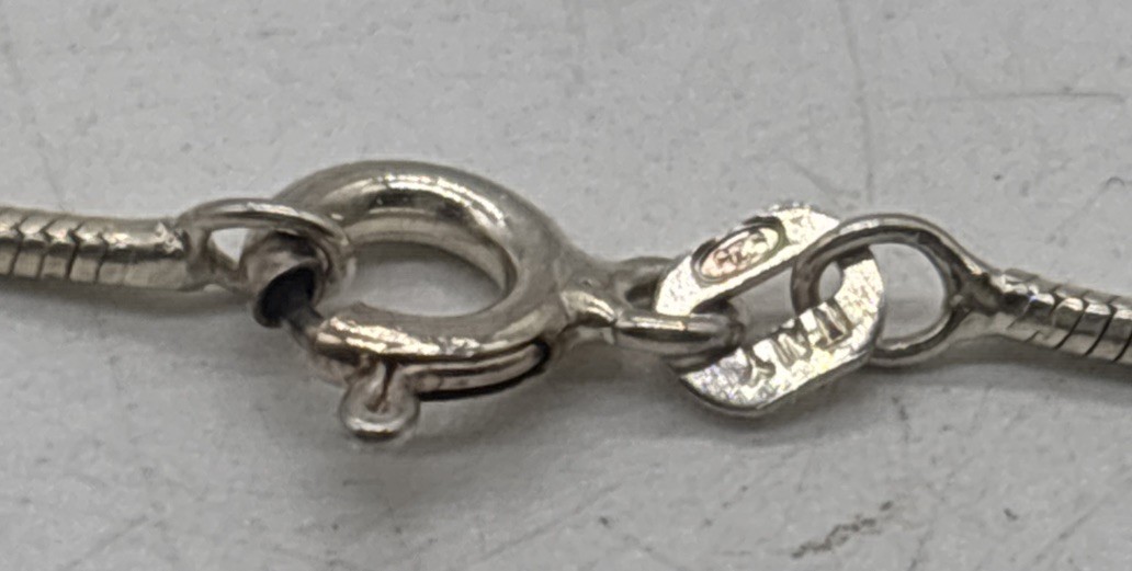Vintage Sterling Silver Wavy Nesting Rectangle Pendant On 18” Snake Chain 14.9 G