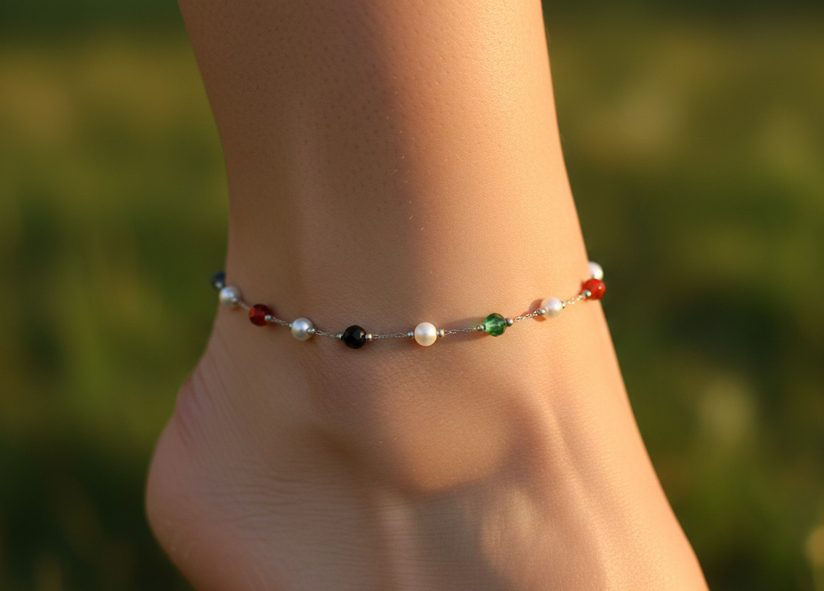 Boho Pearl Beaded Anklet Silver Tone Minimalist Chain Anklet for Women