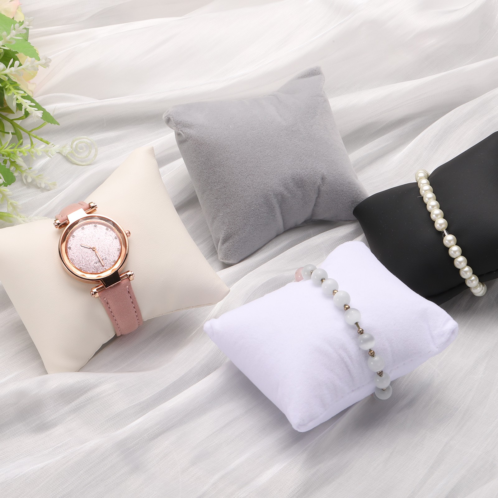 6pcs Velvet Bracelet Watch Pillow Jewelry Display Pillow for Bracelet Green