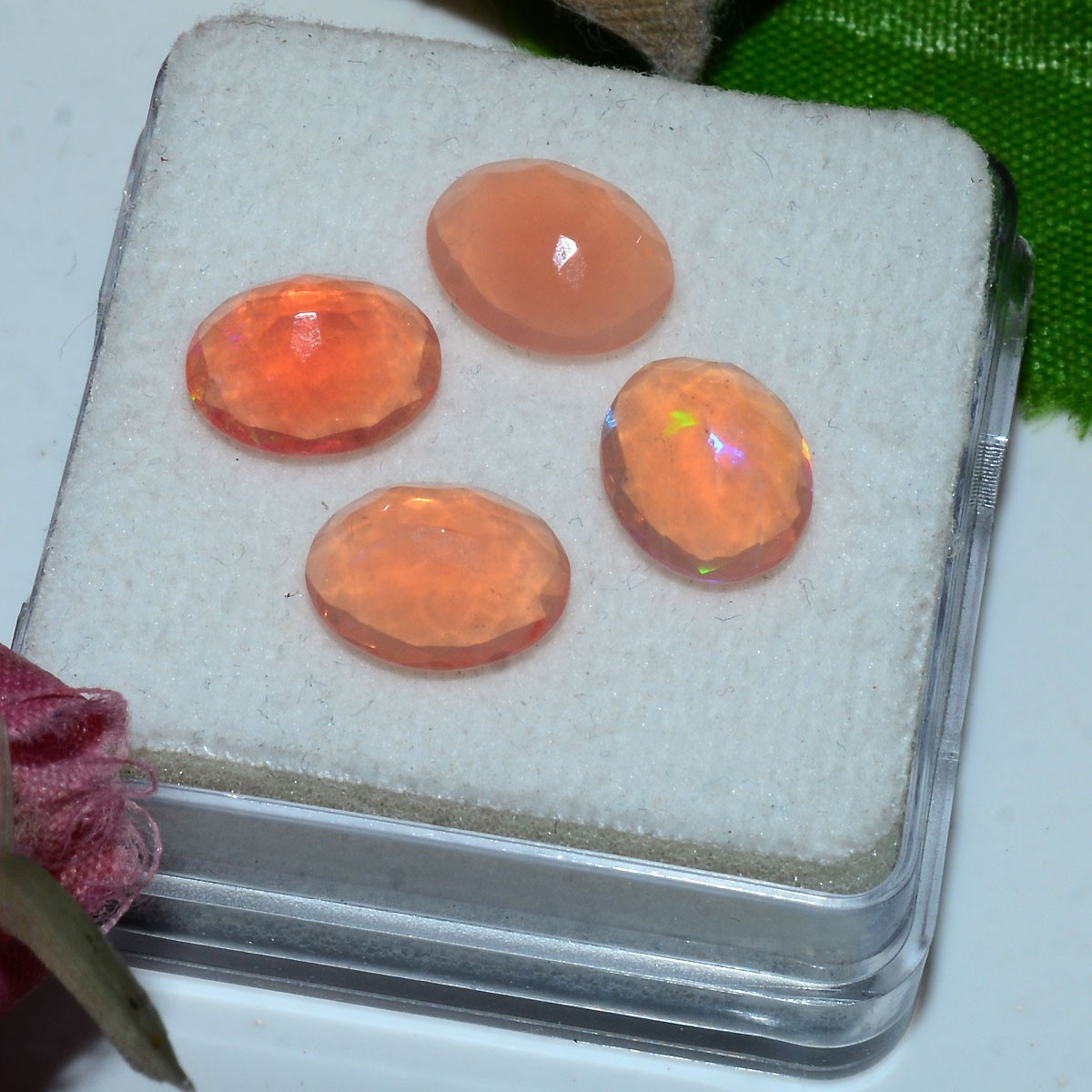 4 Pcs Natural Ethiopian Opal 10mmx8mm Play Of Colors Oval Faceted Cut Gemstones