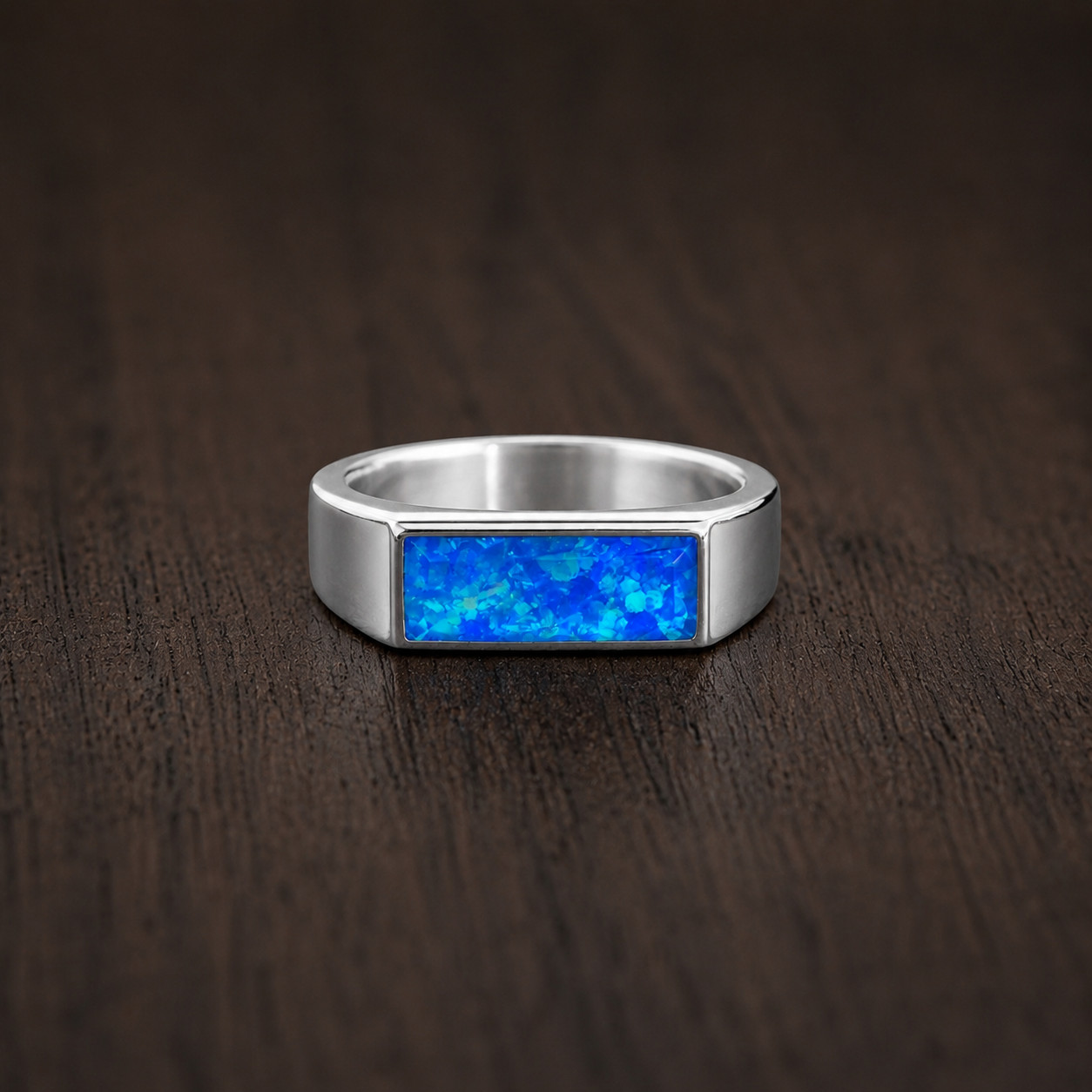 Dainty Blue Fire Opal Mens & Womens Ring 925 Sterling Silver Ring Wedding Gift