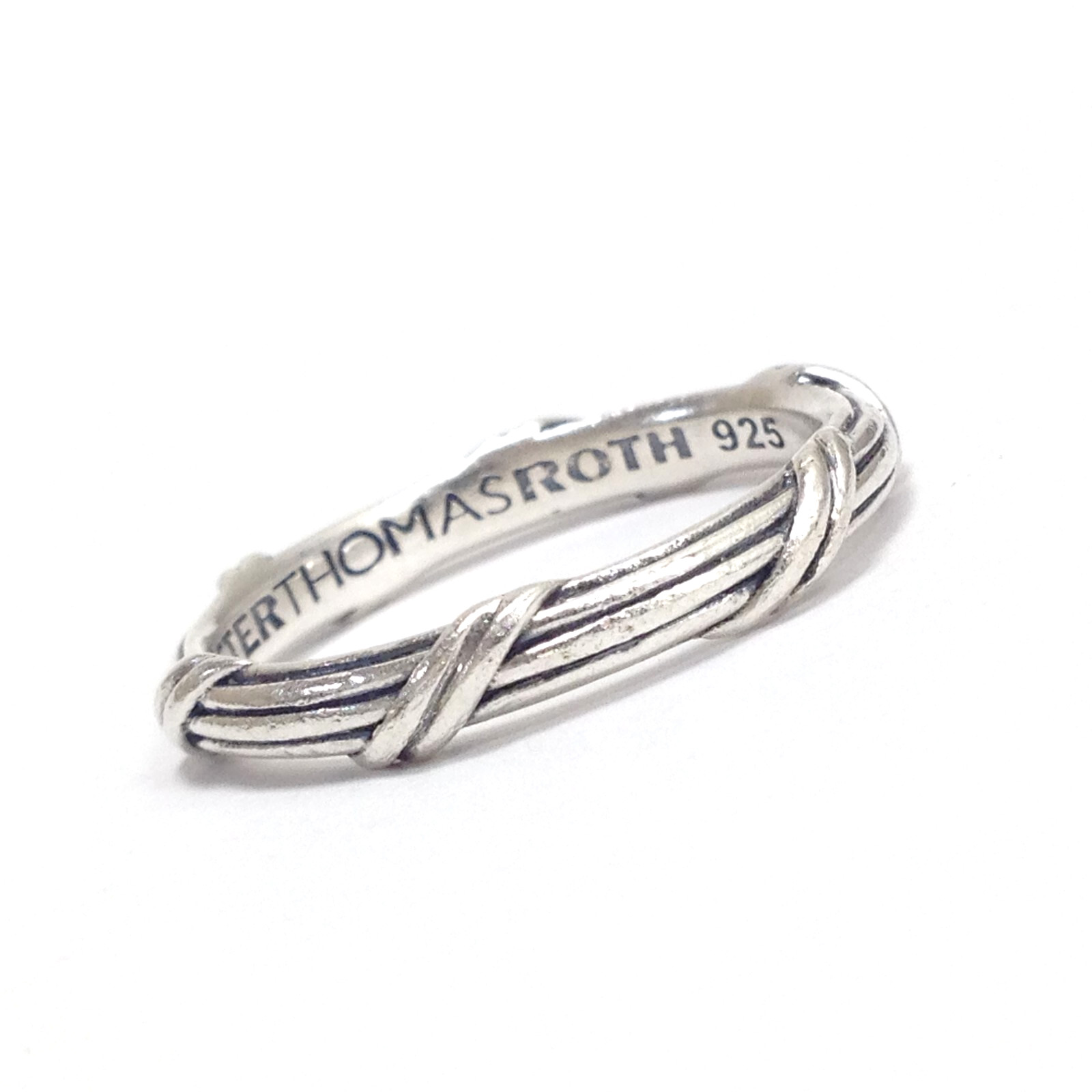 Peter Thomas Roth Sterling Silver Ribbon & Reed 3.5mm Signature Band Ring Sz 10
