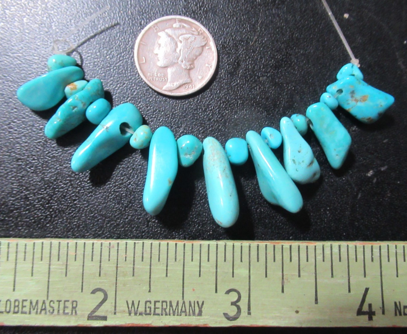9 KINGMAN TURQUOISE PENDANTS 13mm to 17mm & 10 SM NUGGETS 5mm to 7mm 50tcw #888