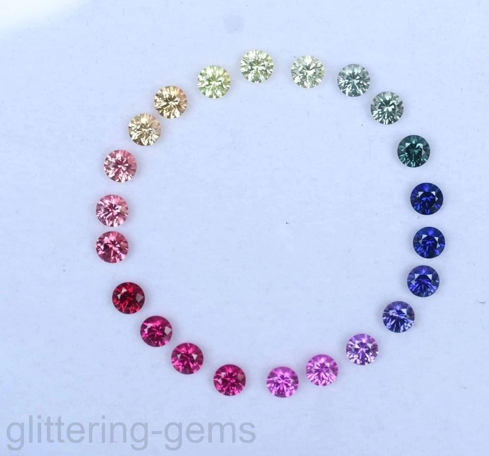 Natural IGL Rainbow Sapphire 42 Pcs 2.50mm Round Colorful Loose Gemstone 5DDL
