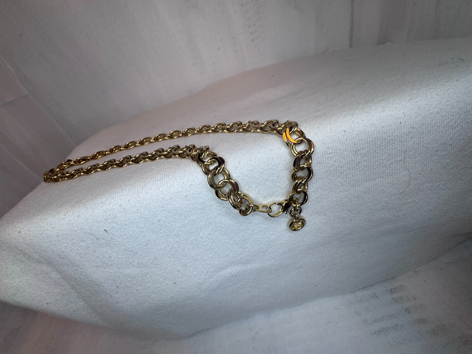 Givenchy Gold Tone Chain Necklace With Logo Charm Flat Chain Designer Jewerly