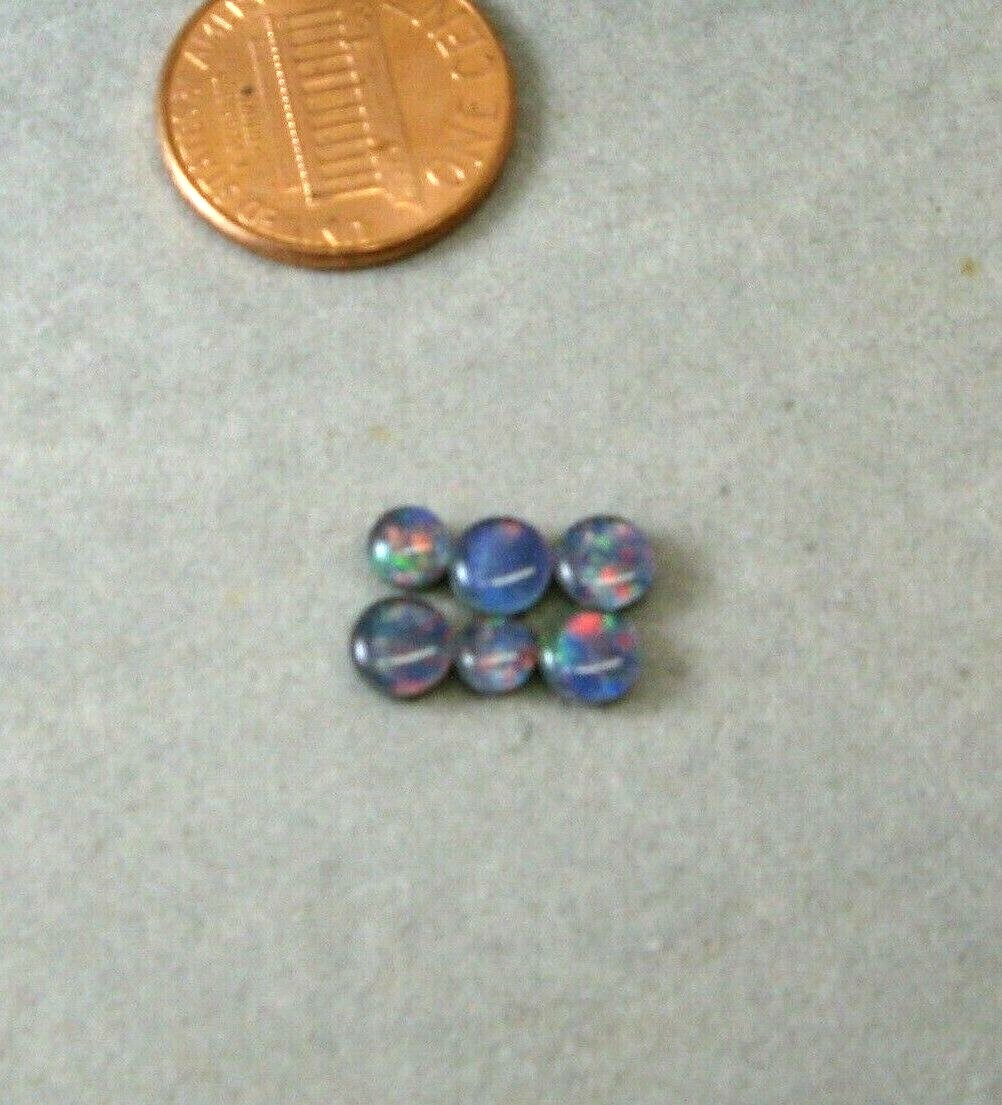 Semiprecious Australian Black opal Cabochon triplet 2 pc 4-5mm approx