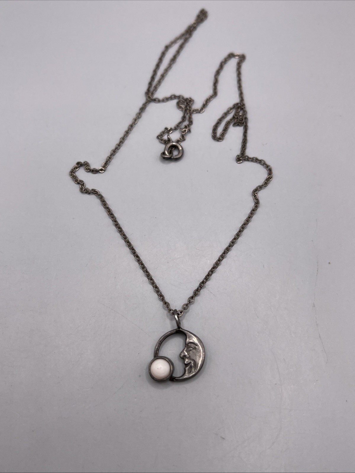 MS Company Sterling Silver Moon Pendant Necklace 18 Inches