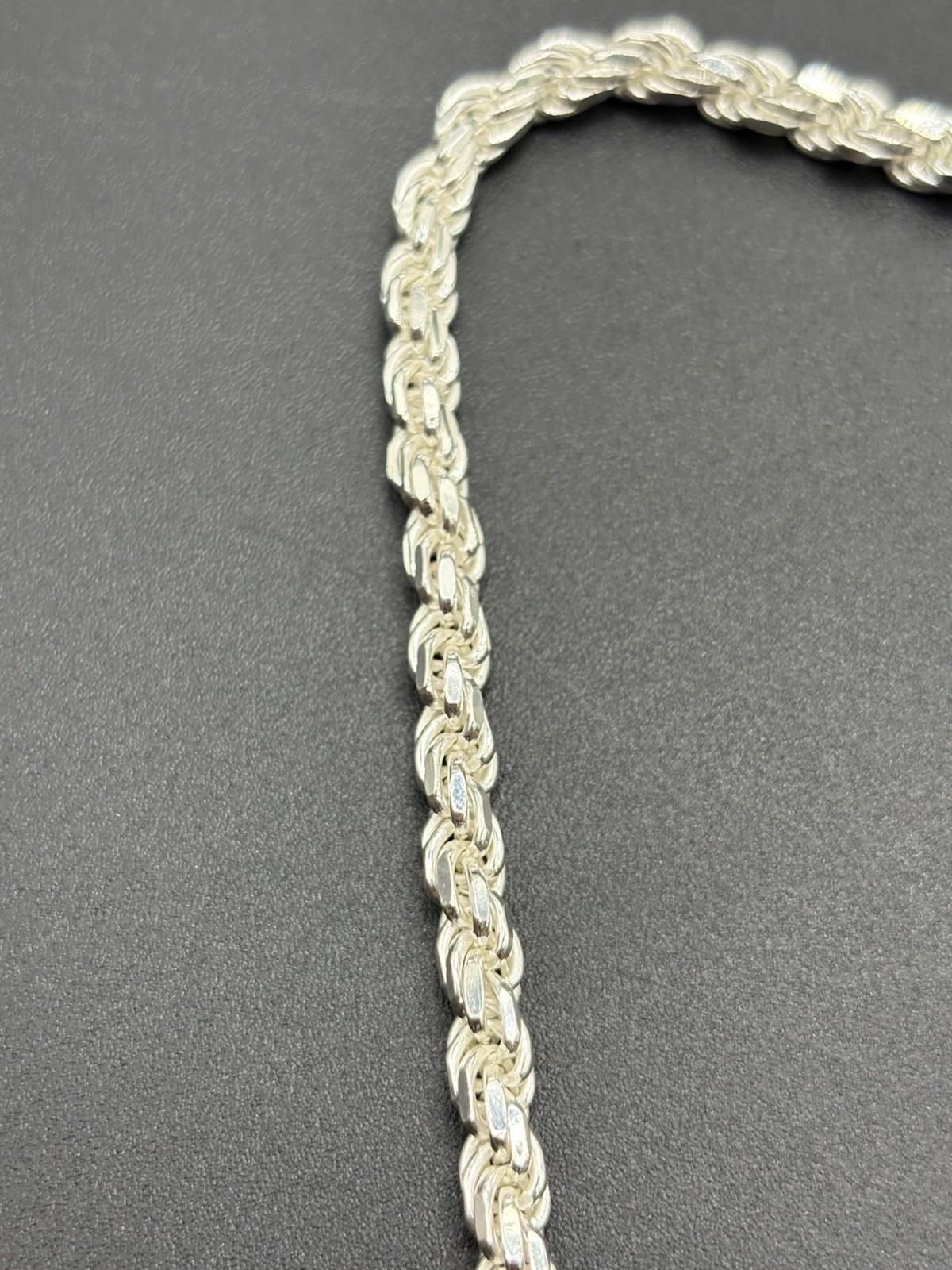 22″ New Condition Sterling Silver 5MM Rope Chain Necklace 42 Grams A27