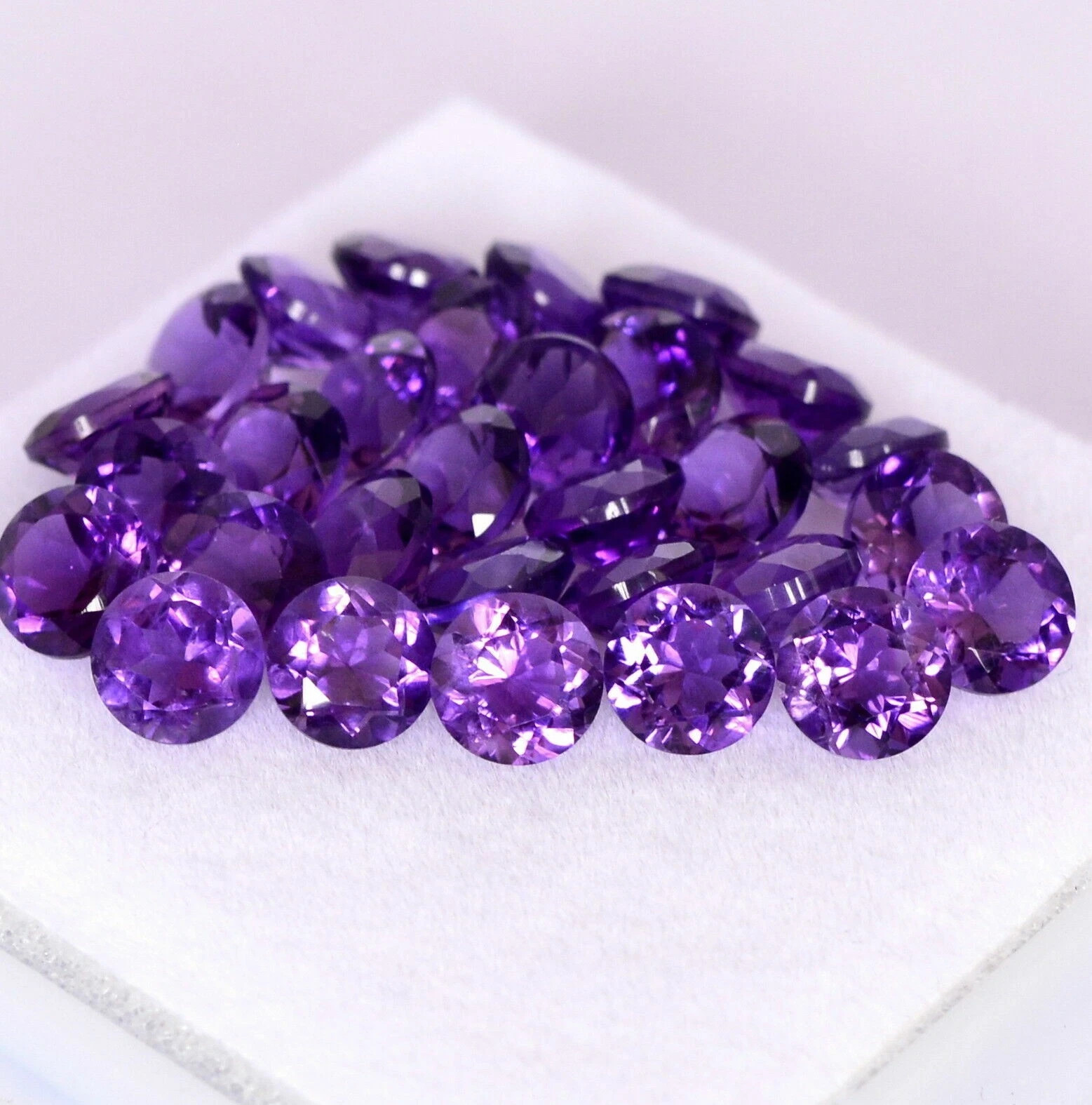 Natural Amethyst 6mm Round Cut 60 Pcs Loose Certified Gemstones Lot+ Free Gift