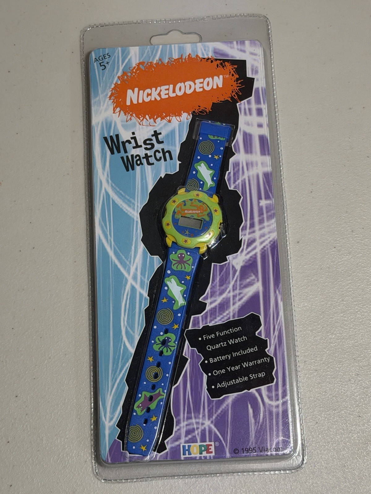 Nickelodeon Wrist Watch By Hope Vintage 1995 New Old Stock Blue Ocean 90s Nick
