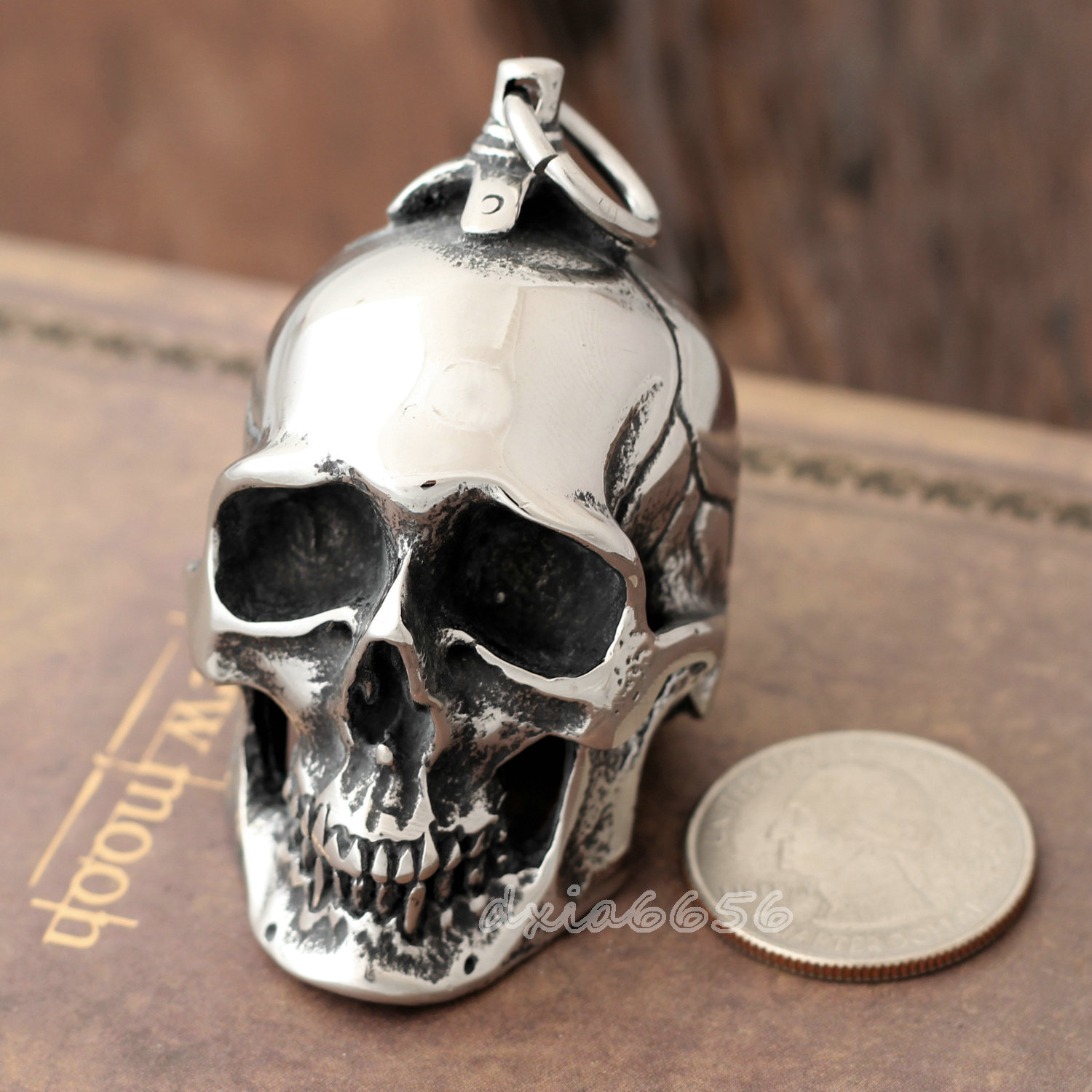 Men’s Large Heavy 100 Grams Retro Skull Chain Necklace Pendant Stainless Steel