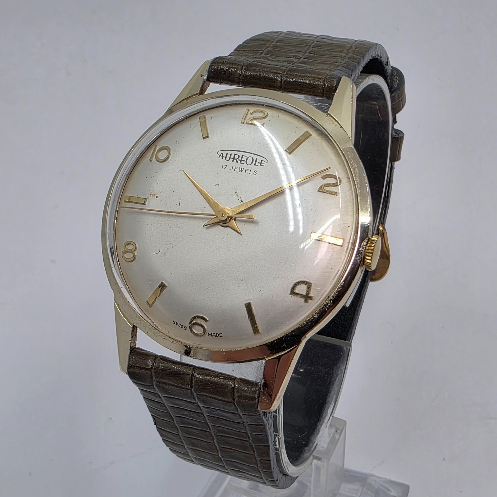 Aureole Swiss 17 Jewels Mens Vintage Manual Wind Watch 36mm