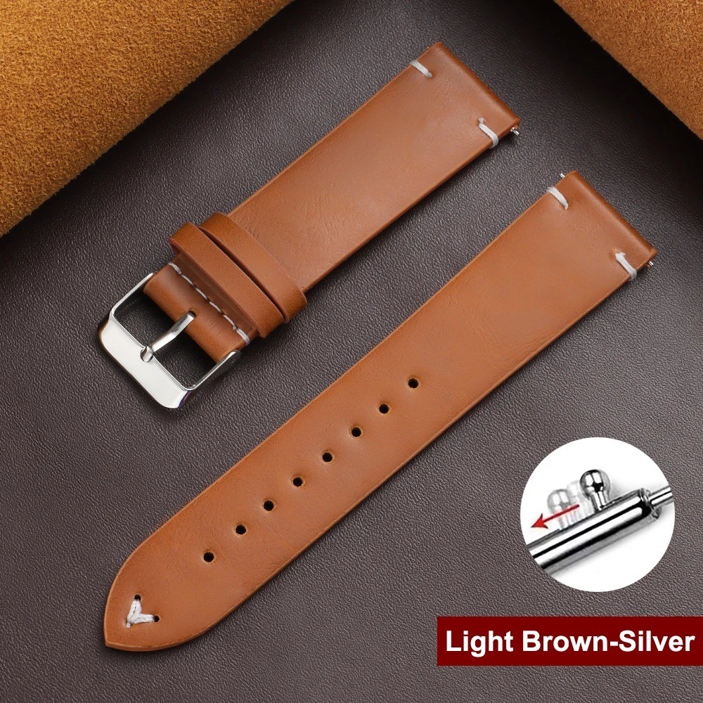 Retro Oil Wax Genuine Leather Watch Band 18 19 20 21 22 24mm Thin Cowhide Strap.