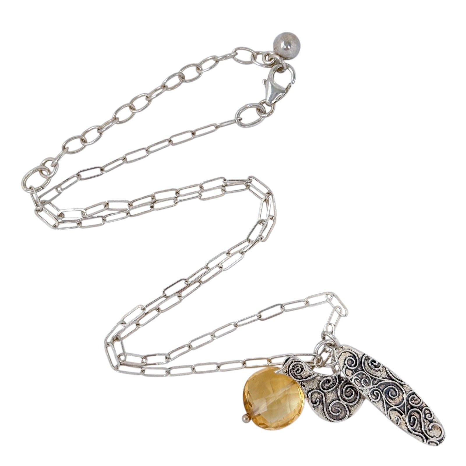 Vintage Sterling Silver 925 Citrine Bird Charm Pendant