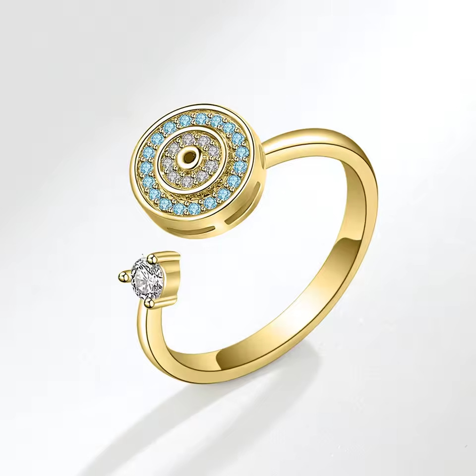 Viral Anxiety Spinner Ring Adjustable Women Stress Relief Fidget Gift Trend