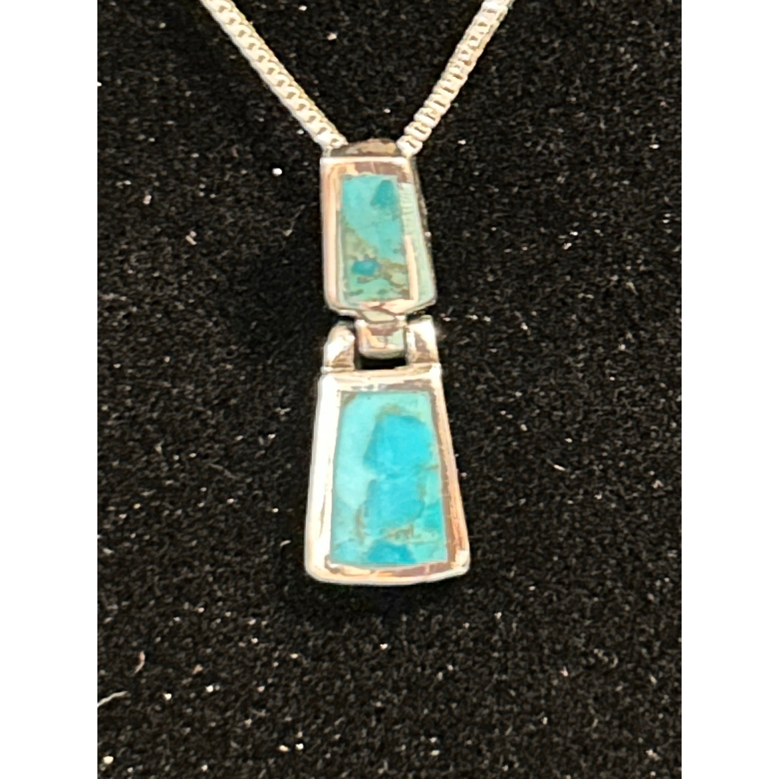 Sterling Silver Turquoise Pendant Necklace 18″ Chain 925 Wild Heirloom